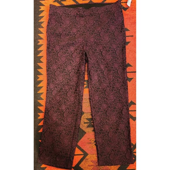 Counterparts Women's Size 16 Average Purple Floral Jacquard Stretch Pants - Picture 1 of 9